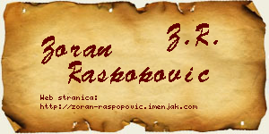 Zoran Raspopović vizit kartica